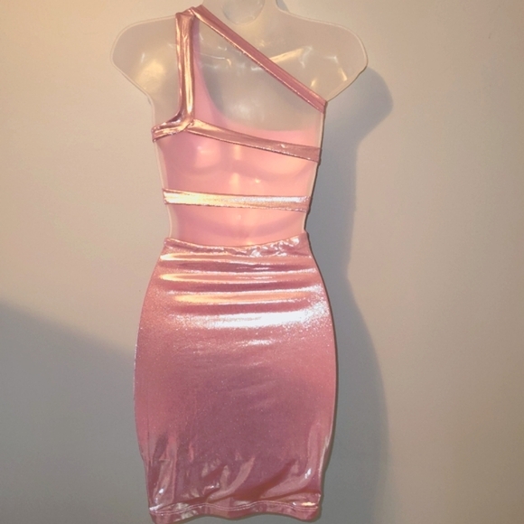NWT Windsor Size M Pink Metallic Liquid Metal Mini Dress - Picture 5 of 10